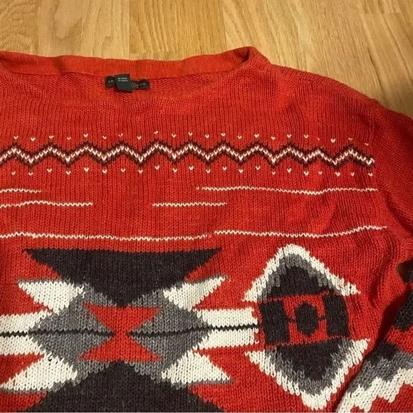 Lauren Ralph Lauren Red Aztec Print Sweater XL White Women’s